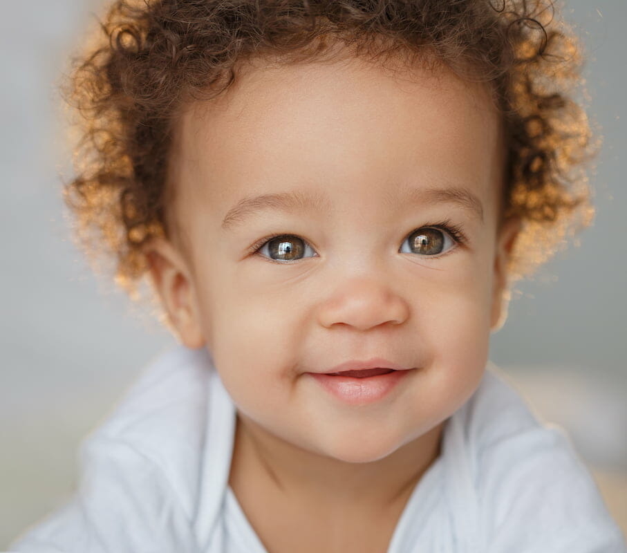 a healthy baby staring at the camera