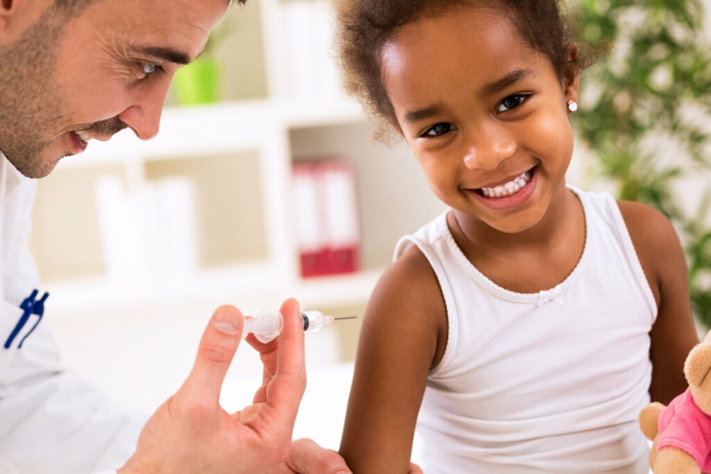 a child receiving a vaccine